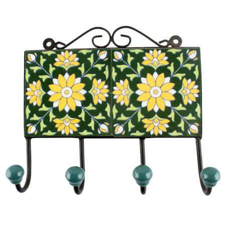 Yellow Sun Flower Ceramic Tiles Hook